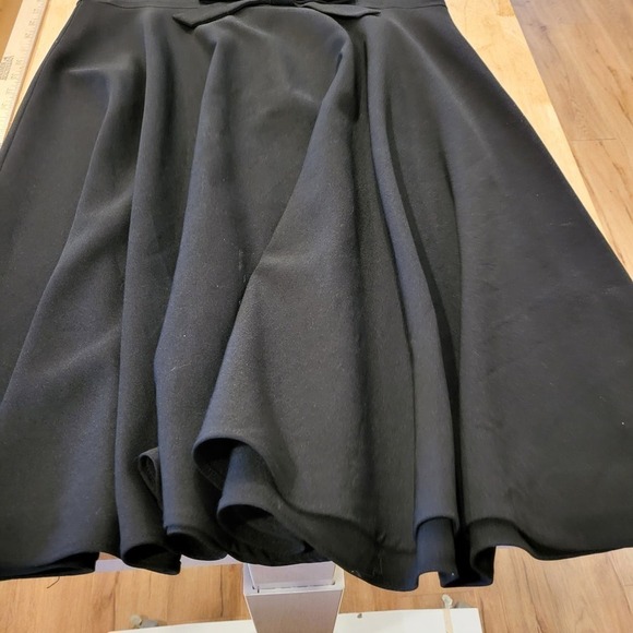 Black Fit & Flare Dress Mesh Shoulder Bow Detail - Picture 5 of 10